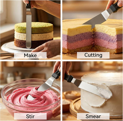 3 PCS Icing Spatulas, Offset Spatula, 6, 8 & 10 Inch