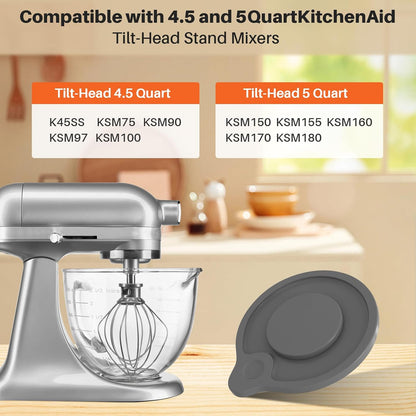 Glass Bowl Compatible with KitchenAid 4.5 & 5-Quart Tilt-Head Stand Mixers – Includes Lid, Measurement Markings & Spout Cover – Dishwasher, Microwave & Freezer Safe