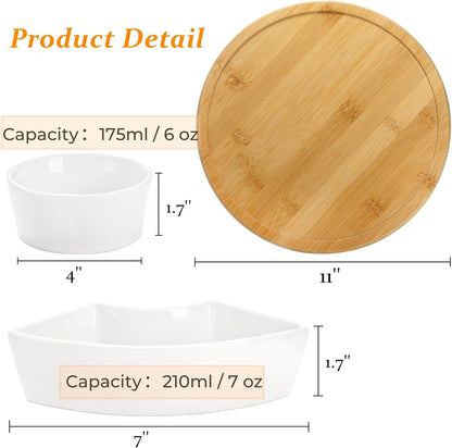 Lyellfe Divided Serving Dish Lazy Susan, 360° Rotatable Porcelain Appetizer Snack Tray Platter for Fruit, Veggies, Candy, Relish Tray for Christmas Thanksgiving Party, 5 Removable Compartment, White