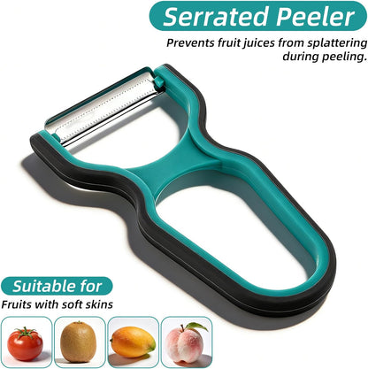 3 Pcs Peeler Set, Straight, Serrated, Julienne Peelers | Stainless Steel Blades Ergonomic Handles Peelerz For Fruits Vegetables