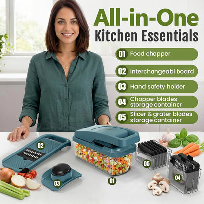 Multifunctional Vegetable Chopper & Mandoline Slicer, Veggie Chopper