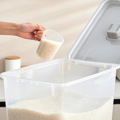 pet Food Storage containers Pet Food Storage, Airtight Seal Large Container with Lockable Wheels, Transparent Bin Gray (35lbs Rice/25lbs Flour) + Measuring Cup