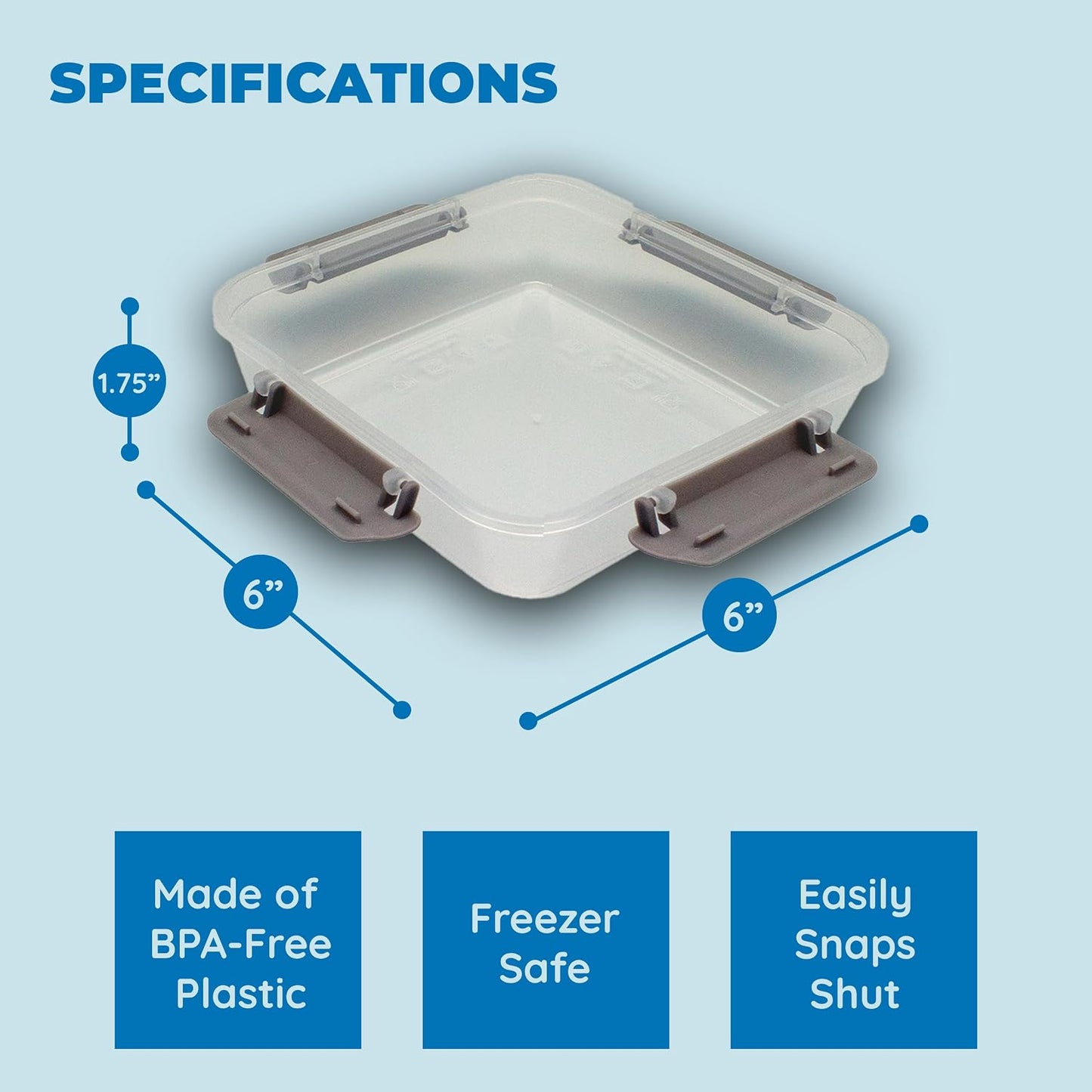 Biosmart Sandwich Container: 3 Pack Reusable, BPA Free Plastic Food Storage with Snap-Off, Leak-Proof Lid