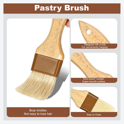 Pastry Brush, Natural Bristle Basting Brush for Cooking and Baking, Premium BBQ Brushes for Butter, Oil, Egg, Sauce, Turkey, Marinade and Kitchen Food by SFIUYLB