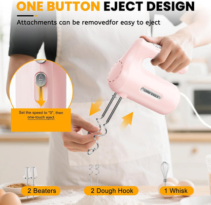 5-Speed Small Hand Mixer Electric, 300W Compact Portable, Black