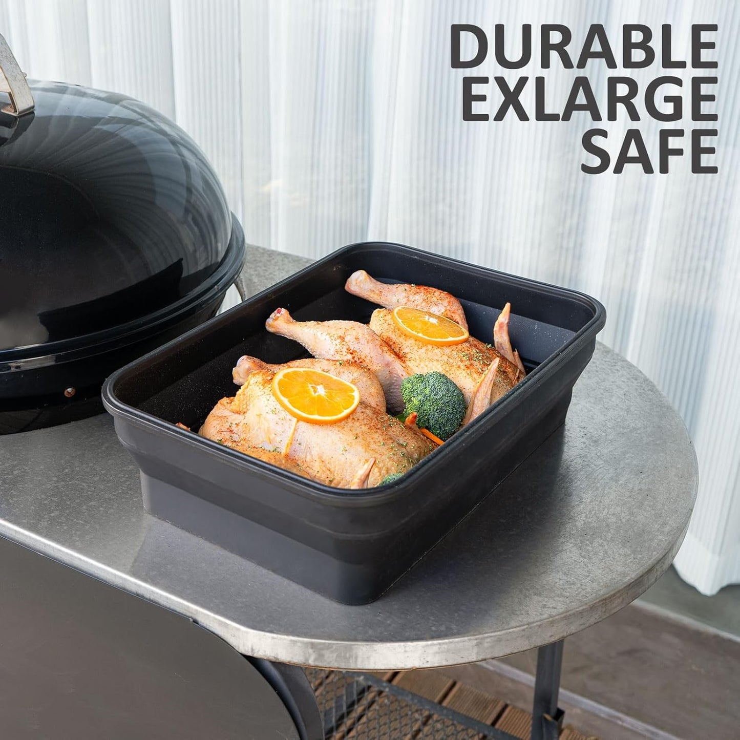 XL Collapsible Marinating Container,Large-Capacity Grill Accessory Perfect For Bbqs And Parties,Marinade And Brining Prep, Collapsible Silicone Food Storage Containers Set With Lid(10L/2.64Gallon)