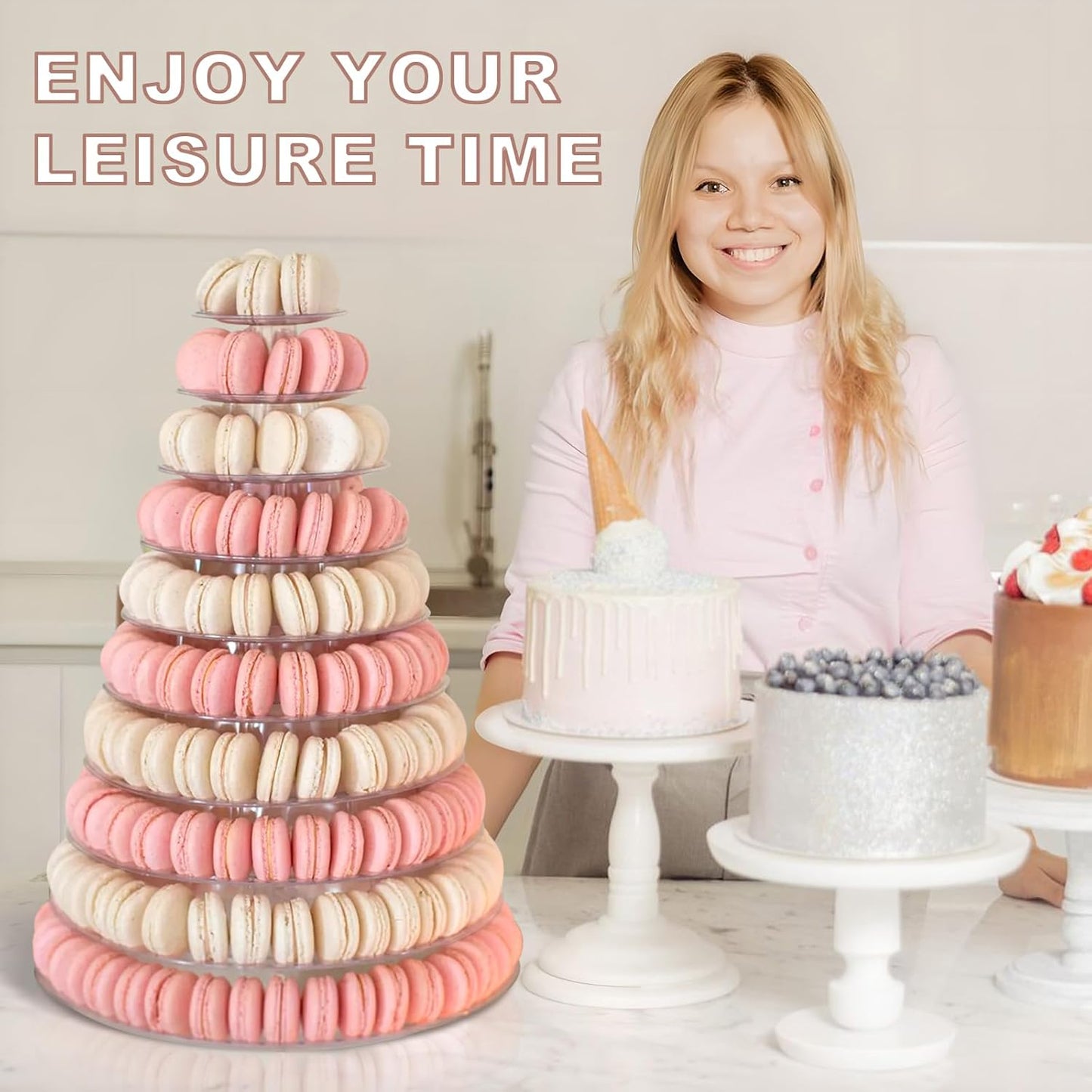3 Tiers Round Cupcake Stand, Acrylic Cake Tower Stand Holder Macaron Display Rack Cookie Candy Buffet Desserts Platter with Base for Baby Shower, Birthday Party, Wedding, Party (3-Tiers with Base)