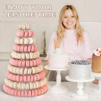 3 Tiers Round Cupcake Stand, Acrylic Cake Tower Stand Holder Macaron Display Rack Cookie Candy Buffet Desserts Platter with Base for Baby Shower, Birthday Party, Wedding, Party (3-Tiers with Base)