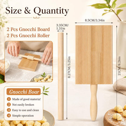 Oruola 2 Sets Gnocchi Board Wood,Gnocchi Maker Set