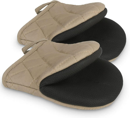 Goldmeet Mini Oven Mitts 2-Pack, 7"x5.5", 500°F Silicone Grip, Gray