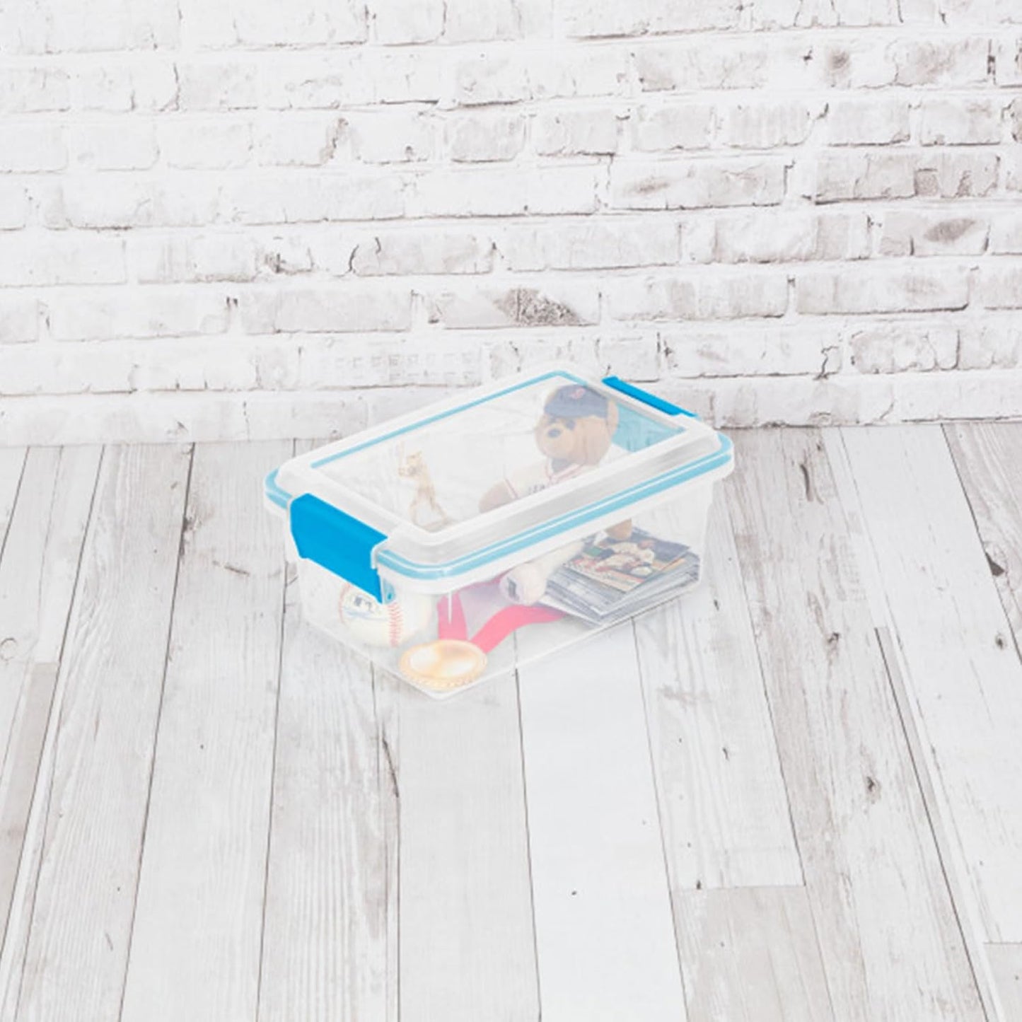 Sterilite 80 Qt Gasket Box, Stackable Storage Bin with Latching Lid and Tight Seal, Plastic Container to Organize Basement, Clear Base and Lid, 1-Pack