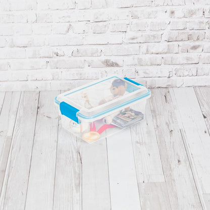 Sterilite 80 Qt Gasket Box, Stackable Storage Bin with Latching Lid and Tight Seal, Plastic Container to Organize Basement, Clear Base and Lid, 1-Pack