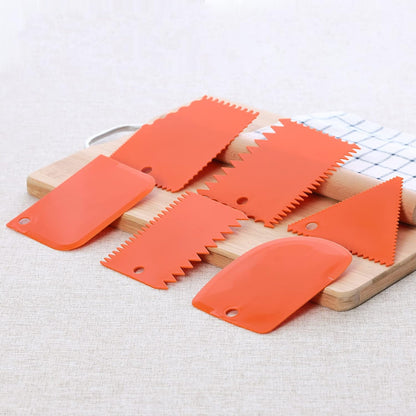 6pcs Cake Scraper Decorating Comb and Icing Smoother Reusable Bread Cream Pizza Cutter-Purple