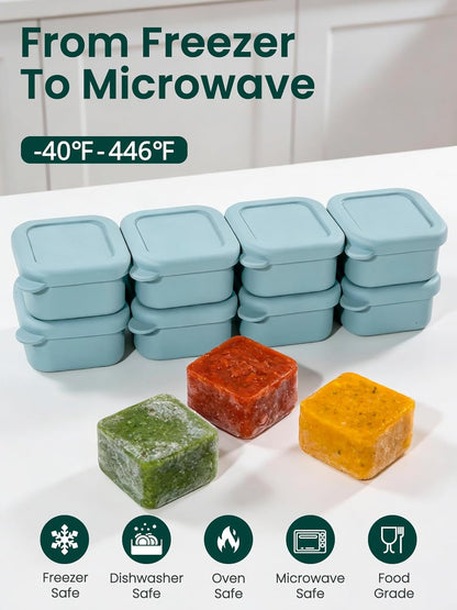 8 PCS 2 Cup Silicone Freezer Molds With Lid, Reusable Silicone Soup Freezer Tray for Meal Prep, Food Storage Containers for Freezing Sauces, Stews, Ice Cream (Blue)