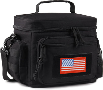 Lunch Box for Men, Tactical Lunch Bag MOLLE Webbing Leakproof Insulated Lunch Cooler Women Adult Meal with Adjustable Shoulder Strap Lunch Pail (Blue)