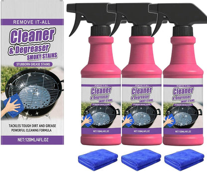 Fast-Acting Heavy-Duty Grill Degreaser Spray, Heavy Duty BBQ Grill Degreaser, Multi Functional Grease Remover for Outdoor Grills Effortlessly Removes Stubborn Oil & Carbon Residue (sponge)