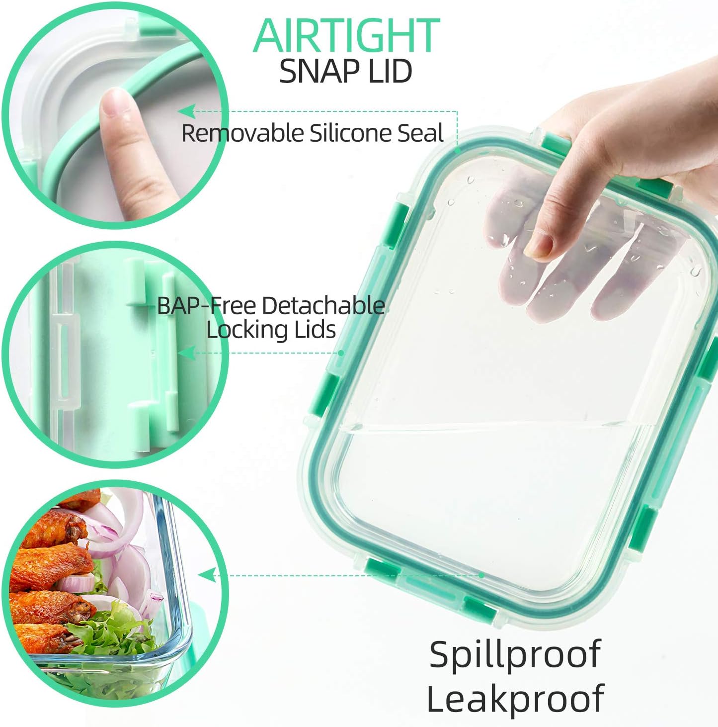 C CREST [10 Pack] Glass Meal Prep Containers, Food Storage Containers with Lids Airtight, Glass Lunch Boxes, Microwave, Oven, Freezer and Dishwasher Safe