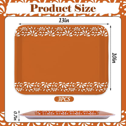 FYSUIMU 3 Pcs Cielito Lindo Serving Tray De Barro Melamine Charcuterie Board Serving Platter 13 x 10 Inch for Mexican Fiesta Terracotta Flower Plates for Birthday Wedding Cinco De Mayo Party