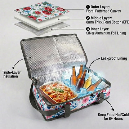 Insulated Casserole Carrier Fits Pioneer Woman Kitchen Stuff & 9x13 Baking Dish, Large Lasagna Lugger Tote, Leakproof Thermal Food Warmer Bag for Potluck, Picnic, Travel, Hot/Cold Food & Mom Gifts