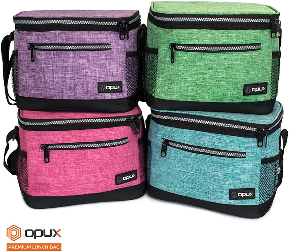 opux Insulated Lunch Box Men Women, Lunch Bag for Work School, Leakproof Soft Cooler Tote Adult, Large Lunch Pail Kids Boys Girls, Picnic Beach Food Bag with Shoulder Strap, Purple Floral