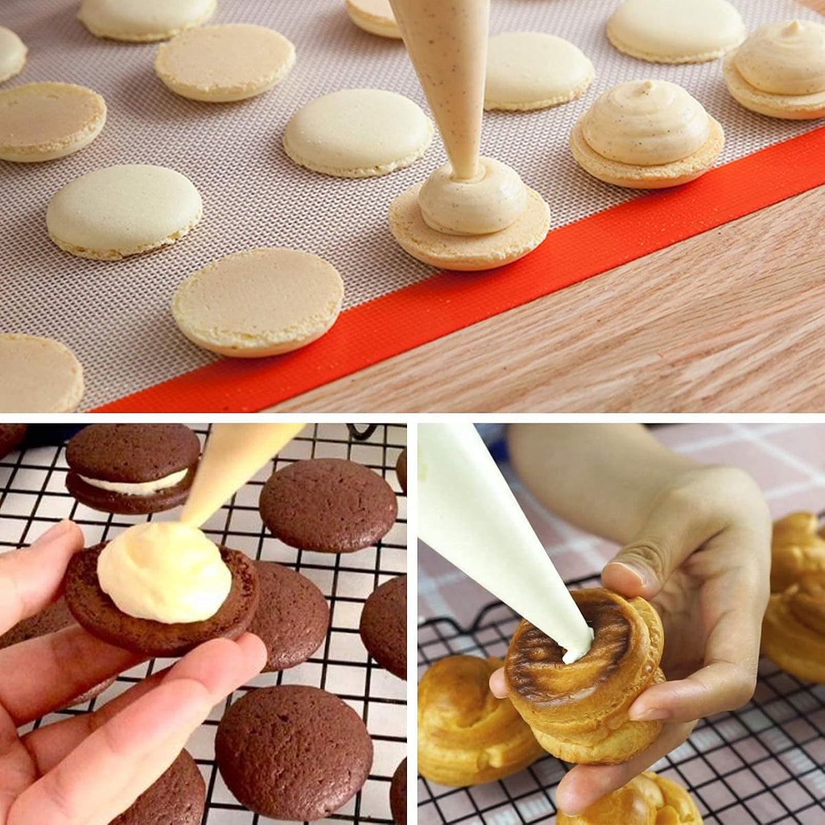 Piping Bags 12 & 16 Inch, 200 PCS Tipless Piping Bags Disposable Pastry Bags Thick Icing Bags for Decorating Cake Cookies