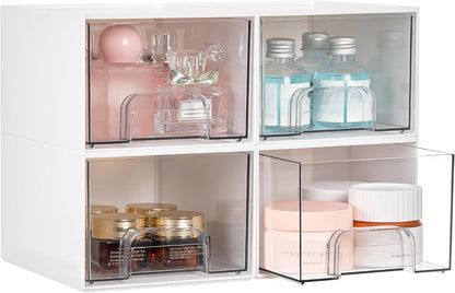 Vtopmart 10 Pack Small Clear Stackable Storage Drawers, Acrylic Bathroom Makeup Organizer, Plastic Storage Bins For Vanity, Undersink, Kitchen Cabinets, Pantry, Home Organization