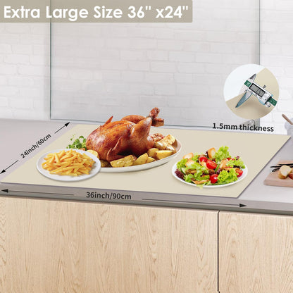 Extra Large Silicone Mat, 31.5x23.6 Inch Heat Resistant Mat for Kitchen Counter, Non Stick Silicone Baking Mat for Dough and Pastry, Thick Silicone placement Countertop Protector, Black countertop mat