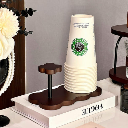 Wood Disposable Cup Dispenser for Countertop | Stylish Bathroom Cup Holder - Perfect for Plastic Mouthwash Cup Storage Organizer,Coffee Paper Cups and Kitchen,Take Out Cup Carriers for Party
