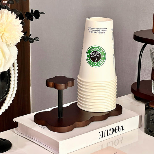 Wood Disposable Cup Dispenser for Countertop | Stylish Bathroom Cup Holder - Perfect for Plastic Mouthwash Cup Storage Organizer,Coffee Paper Cups and Kitchen,Take Out Cup Carriers for Party