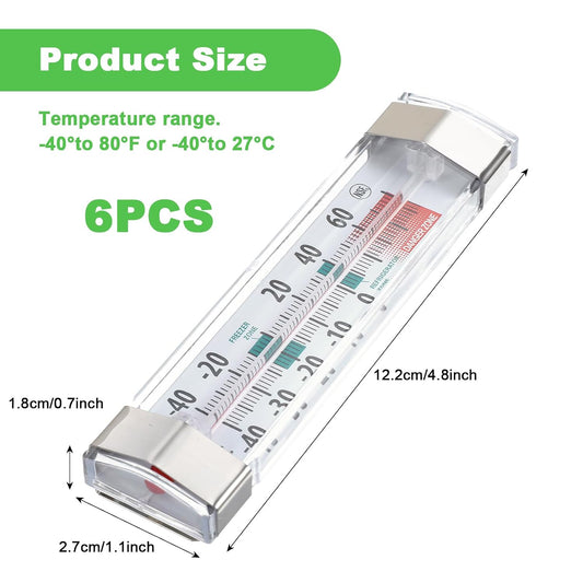 6 Pack Fridge Refrigerator Freezer Thermometer, Waterproof Analog, Large Dial, Accurate, Easy to Read, Wide Range -40°F to 80°F for Kitchen, Restaurant, Cooler, Lab, Industrial Use