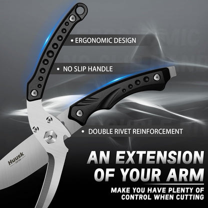 Huusk Kitchen Scissors All Purpose Poultry Shears Heavy Duty Ultral Sharp Detachable Kitchen Shears for Chicken Bone Turkey Silvery Stainless Steel Cooking Shear Thanksgiving