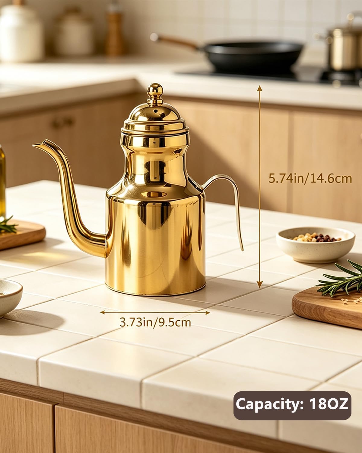 Stainless Steel Oil Bottle, 18oz Olive Oil Dispenser with Drip Free Spout, Kitchen Sauce Container (500 ml)