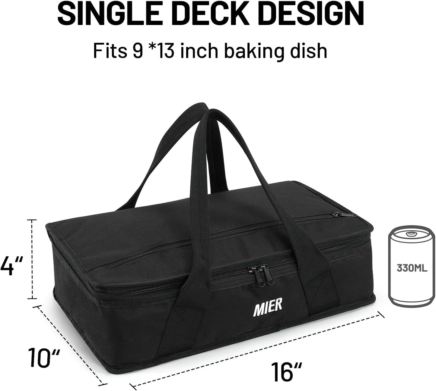 MIER Insulated Casserole Carrier for Hot or Cold Food Thermal Food Carrier Bag for Lasagna Potluck Parties Picnic Cookouts, Fits 9"x13" Baking Dish/Foil Pan, Red