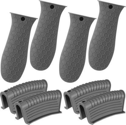 Patelai 8Pcs Silicone Cast Iron Handle Cover,Black
