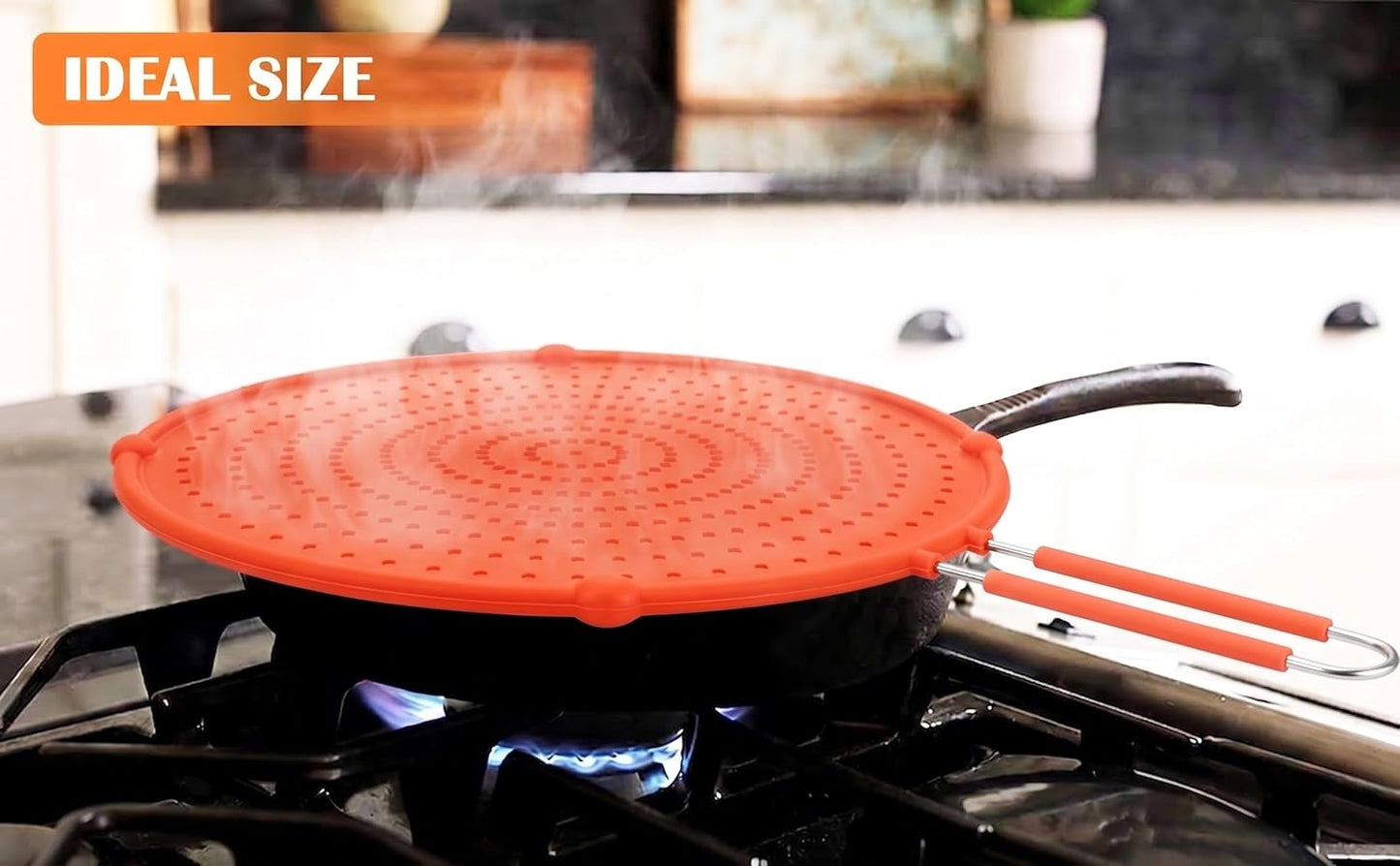 Splatter Screen for Frying Pan, Grease Splatter Guard, Heat-Resistant Splatter Guards for Frying, Silicone Splatter Guard for Everyday Cooking, Dishwasher Safe （16in×12in×0.5in）
