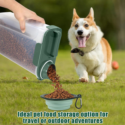 TBMAXS 2 Pack 3 Lbs Dog Cat Food Storage Containers for Travel, Portable Pet Food Storage Container, Easy-Pouring Bird Seed Dispenser, Airtight Rice Cereal Oatmeal Flour Holder -Beige