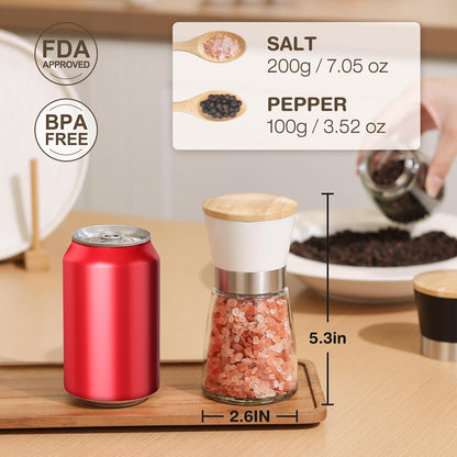 Vucchini Salt and Pepper Grinder Set with Bamboo Lid