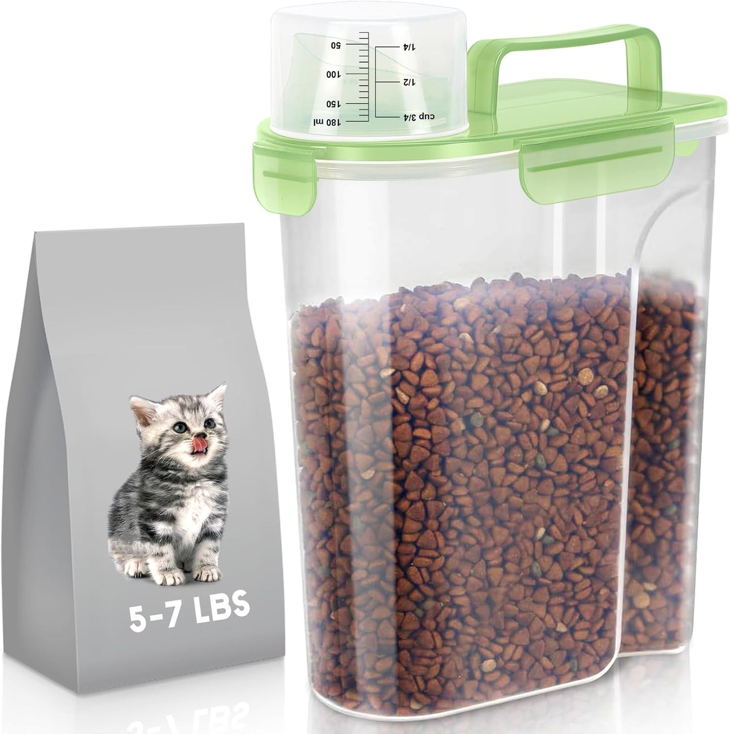 LEAWALK 5Lbs Airtight Cat Dog Food Storage Container with Upgraded Large Nozzle BPA-Free, Pet Food Storage Containers for Rice, Grain, Pet Food, Flour, Dog Treat Storage (Dark Gray, 5L-1pack)