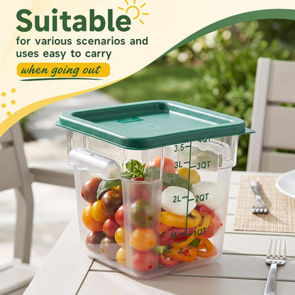 Ziliny 1 Pcs 4 Qt Clear Square Dough Proofing Container with Lid, Red