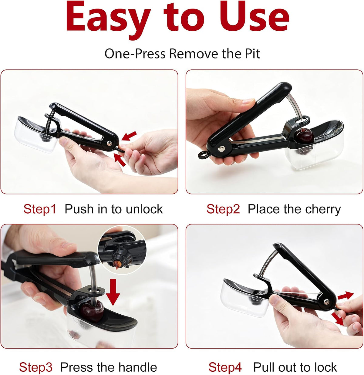 Cherry Pitter with Storage Box| Handheld Cherry Pit Olive Seed Remover Tool