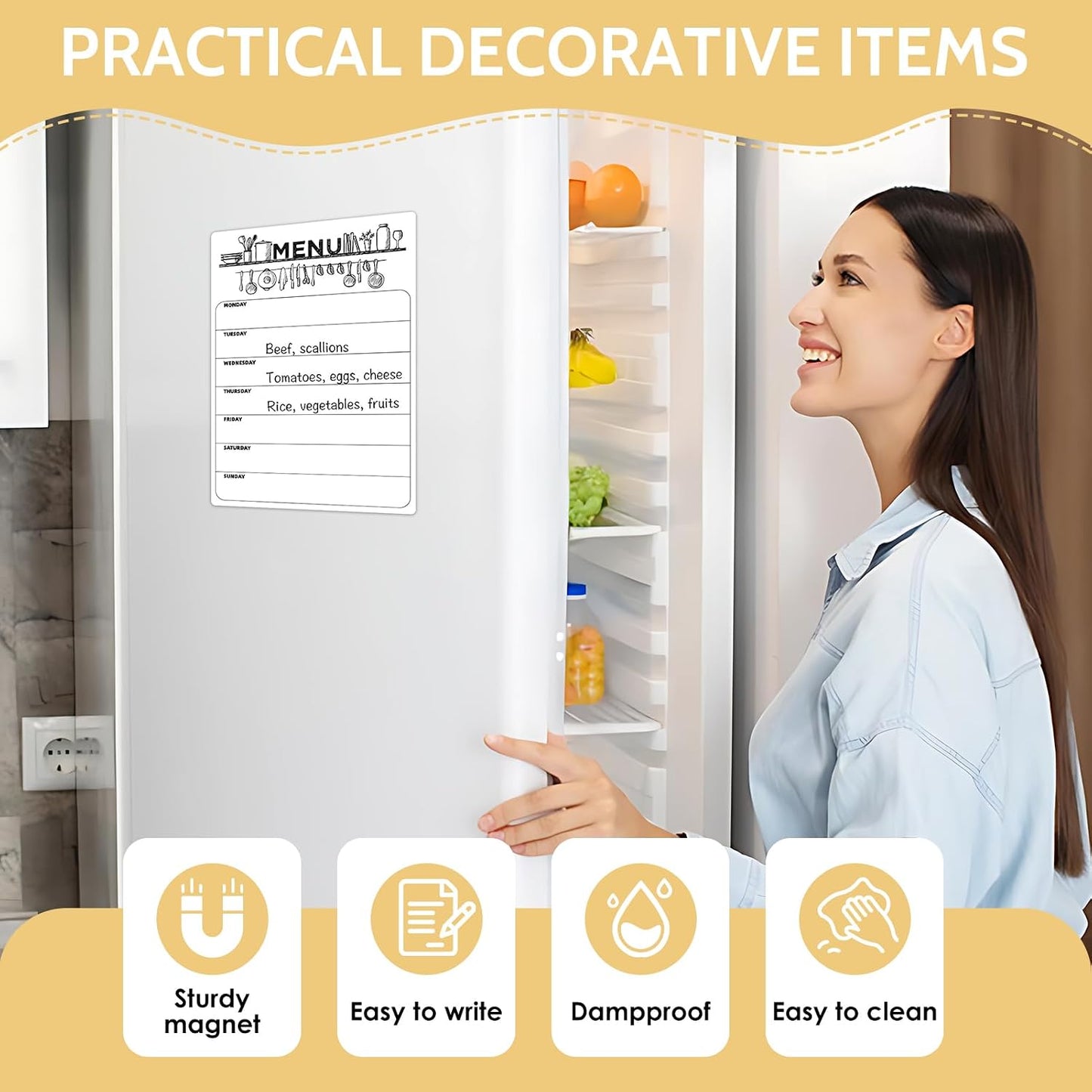 Dry Erase Magnetic Calendar for Refrigerator Clear Weekly Planner Daily Menu Board for Kitchen Dinner Menu Magnet for Fridge Family Schedule Planning List Boards 8.5x12 inch