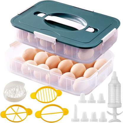 2 Layer Deviled Egg Containers with Lid, 36 Slots Deviled Egg Tray Carrier