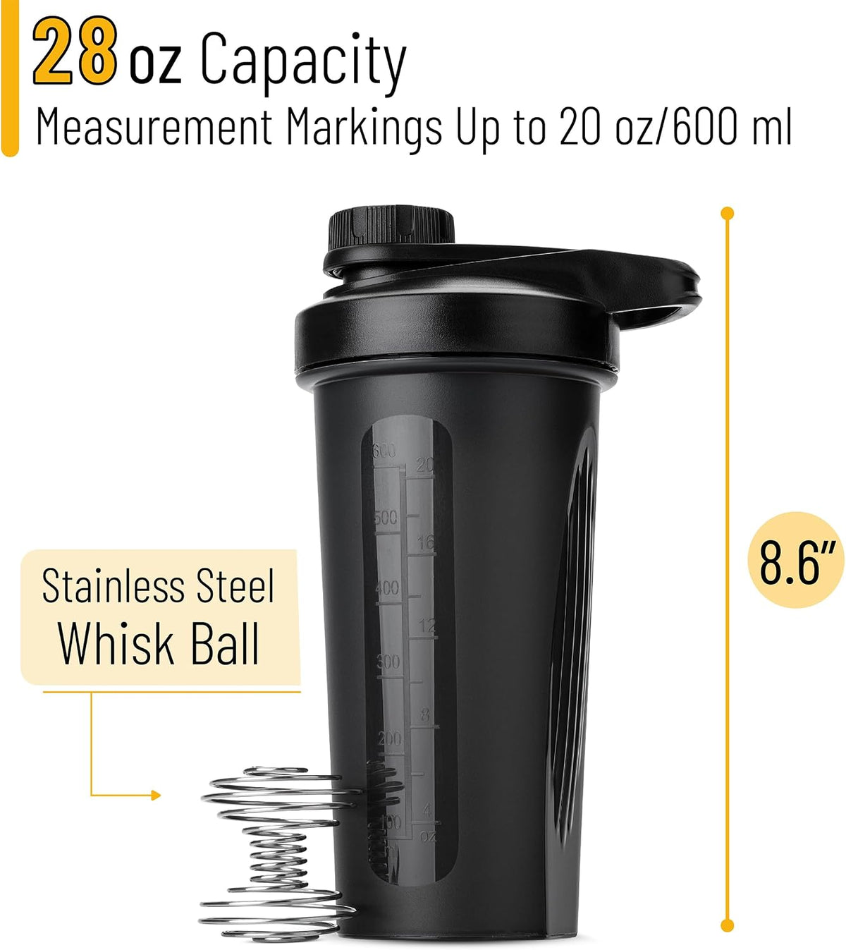 Mr. Pen- Shaker Bottles for Protein Mixes with Twist Cap, 28 oz