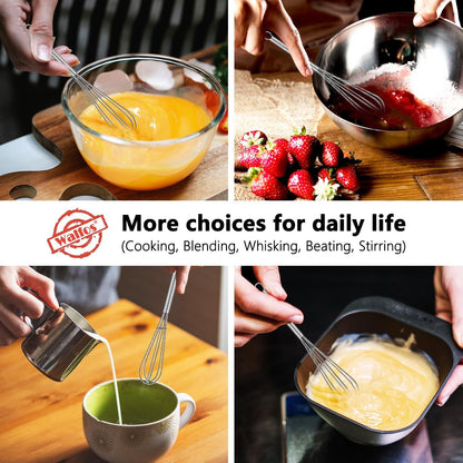 Walfos Whisk,304 Stainless Steel whisk,No-Rust 7+9+11inch Whisks for cooking Nice for Blending,Whisking,Beating.Heat resistant 600°F Dishwasher Safe. Heavy duty kitchen whisk.SILVER