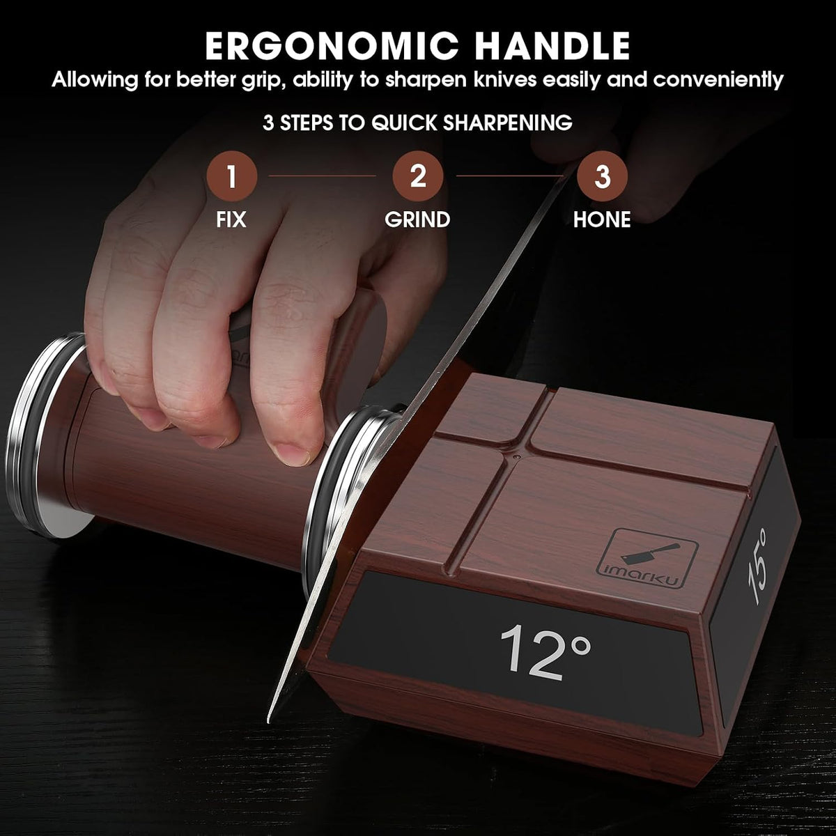imarku Rolling Knife Sharpener,Magnetic 4-Angle Knife Sharpening Tool,Gift