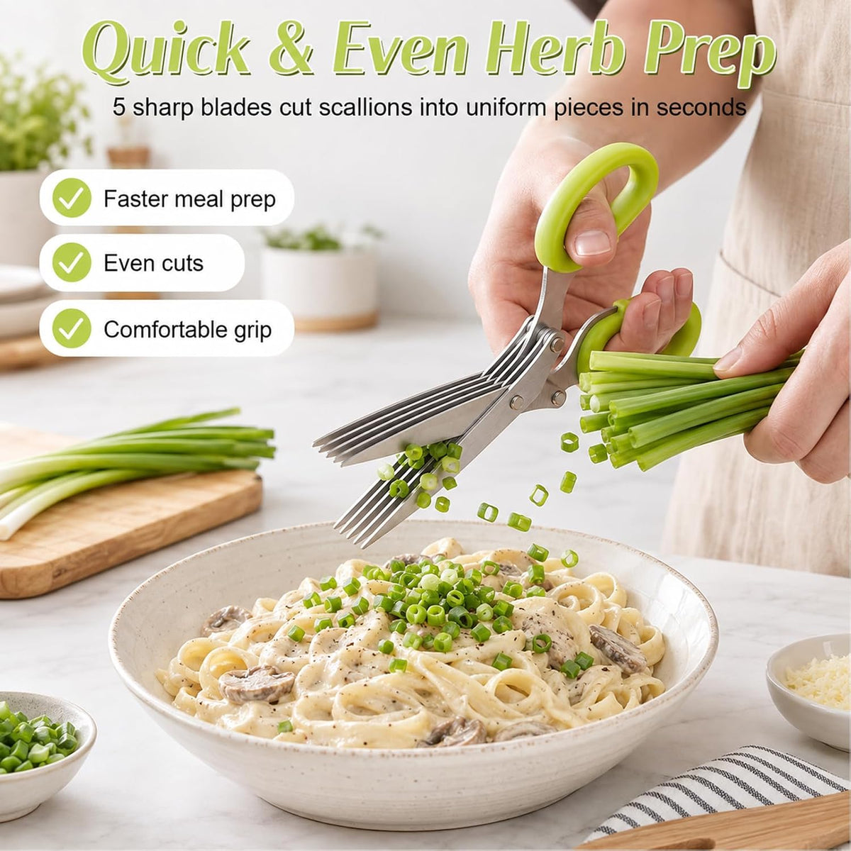5-Layer Vegetable Shears, Multipurpose 5 Blade Scissors，Green