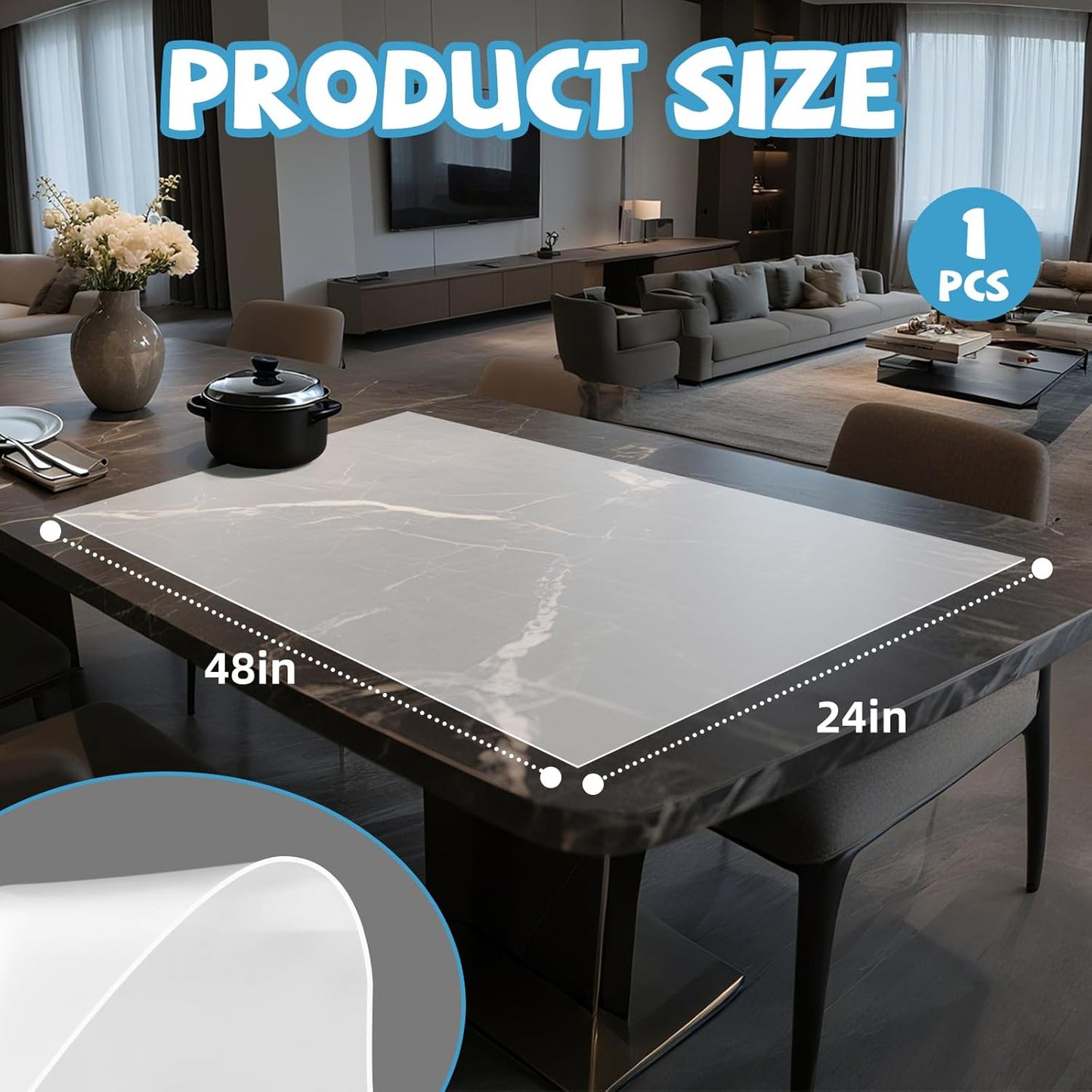 VOKOY Large Silicone Mat for Crafts, 36"x24", Extra Large Silicone Mats,Thick Black Silicone Mat for Kitchen Countertop, Heat-resistant Washable Large Silicone Pastry Mat for Crafts Painting Baking