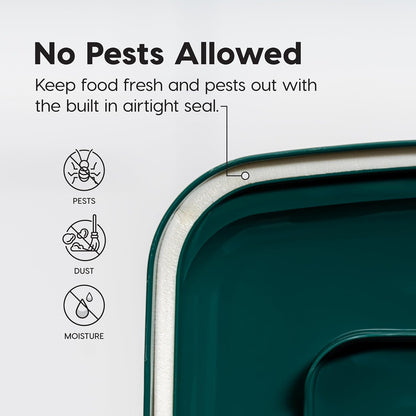 IRIS USA Remington Dog Food Storage Container, 30 lbs, 11 lbs, Airtight, Stackable, Wheels, Food Storage, Treat Box, 2-Cup Scoop