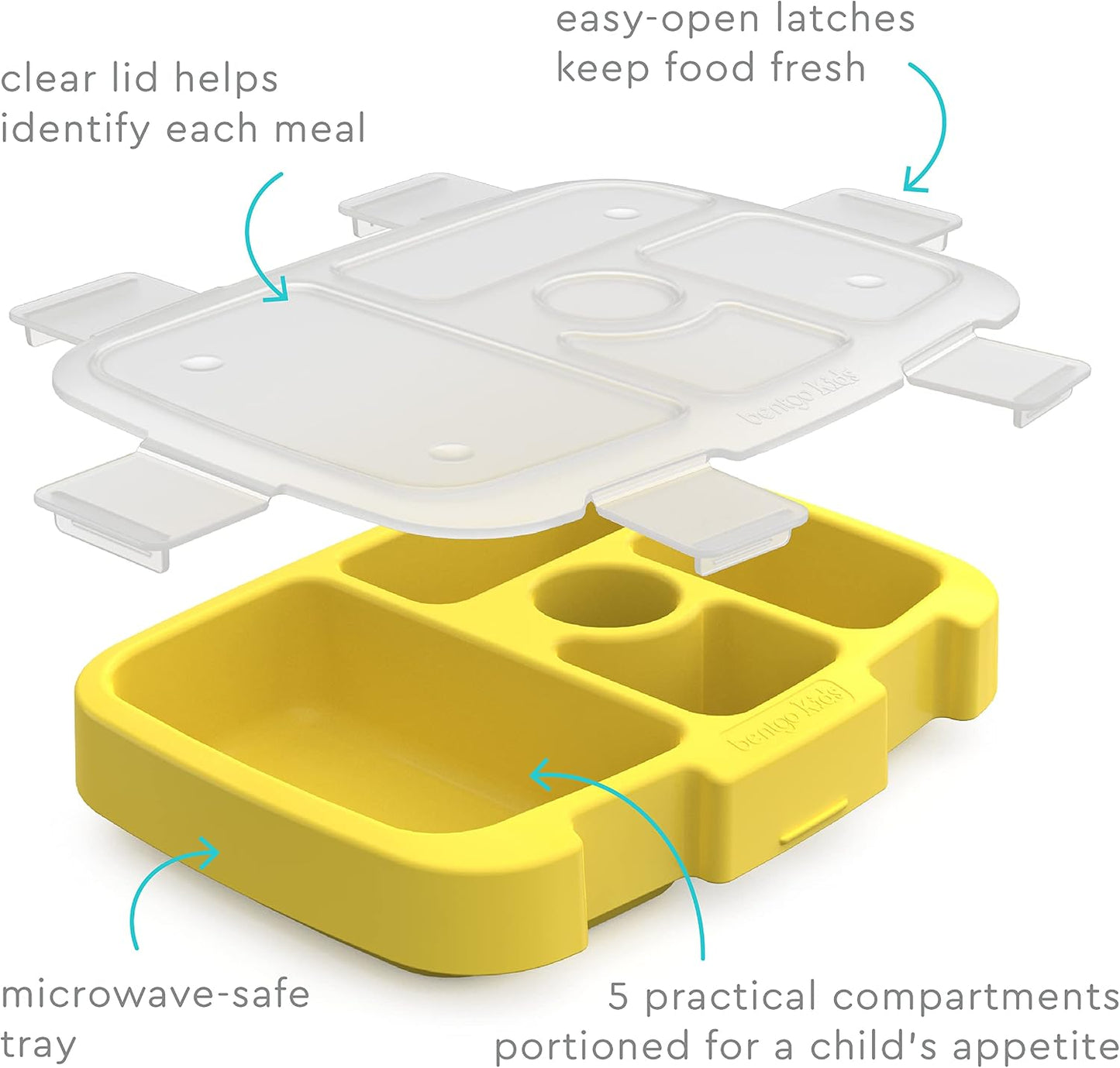 Bentgo® Kids Prints Tray with Transparent Cover - Reusable, BPA-Free, 5-Compartment Meal Prep Container with Built-In Portion Control for Healthy Meals At Home & On the Go (Mermaids in the Sea)