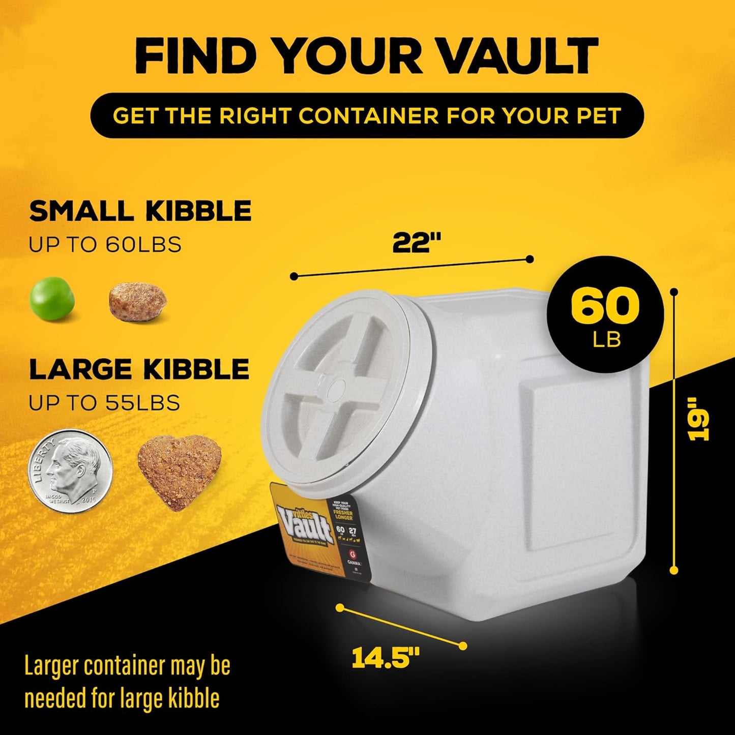 Vittles Vault Traditional Pet Food Storage Container For Dog Kibbles/Bird Seed/Oatmeal/Rice/Flour/Cereal, BPA Free Plastic, Sealed Airtight For Cat Food, Up To 50 lb, Made in USA, With Scoop, Gray